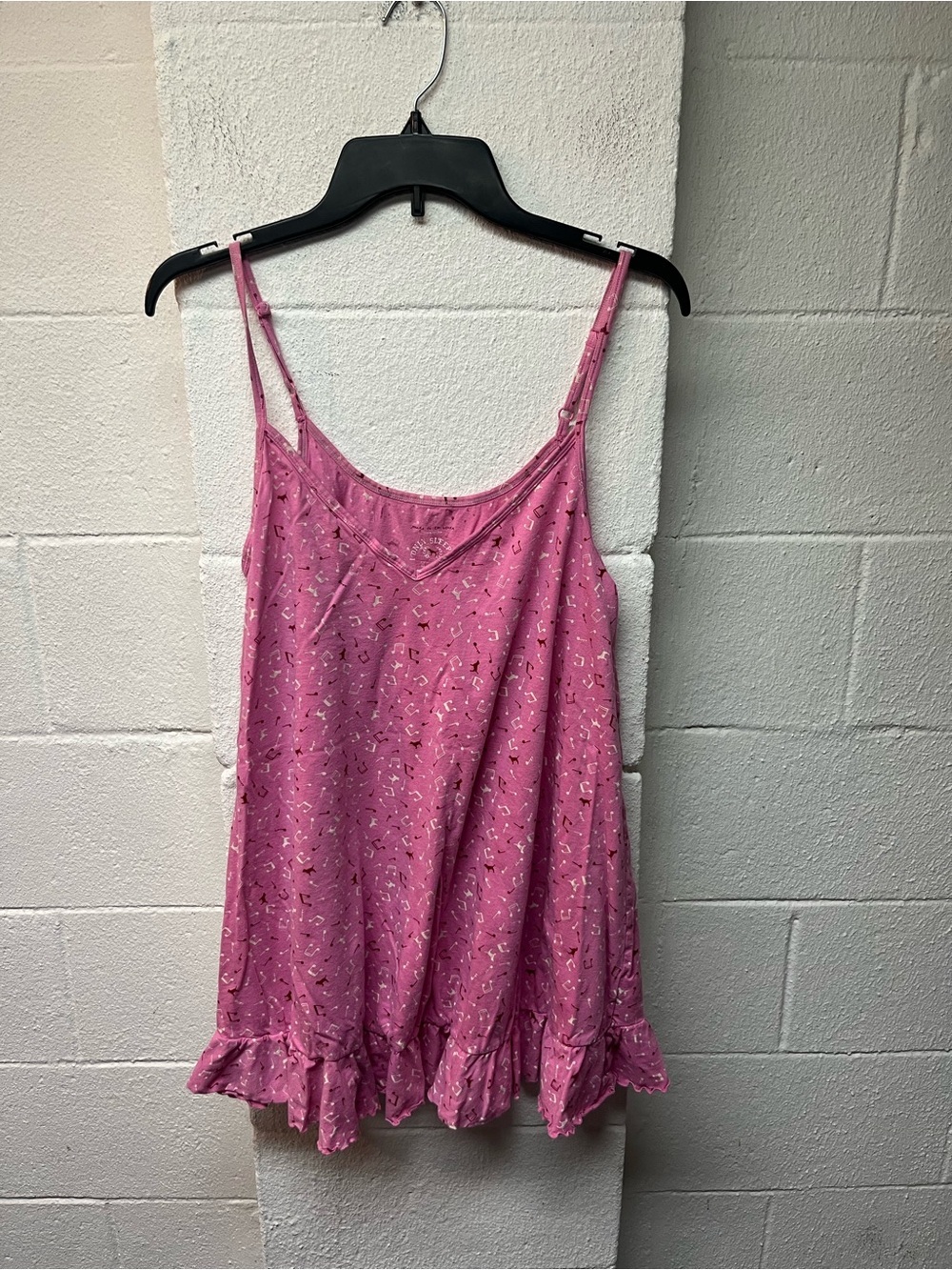 Only Pink Printed Ruffle-Hem Cami